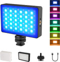 0-360 Full Color RGB Video Light, Portable LED Camera Lights Panel, 3000mAH Rechargeable, Pack of 2 Y79883