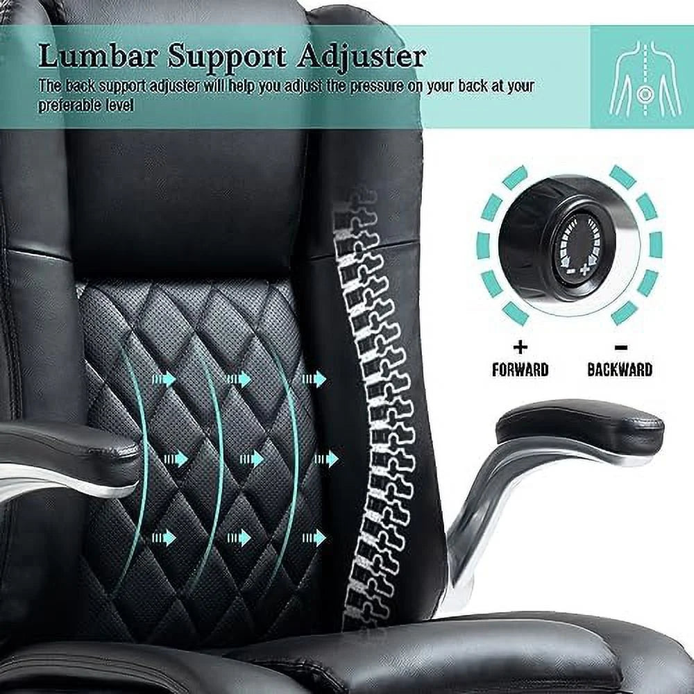 White Office Chair with Lifting Headrest and Flip-up Armrests N282896