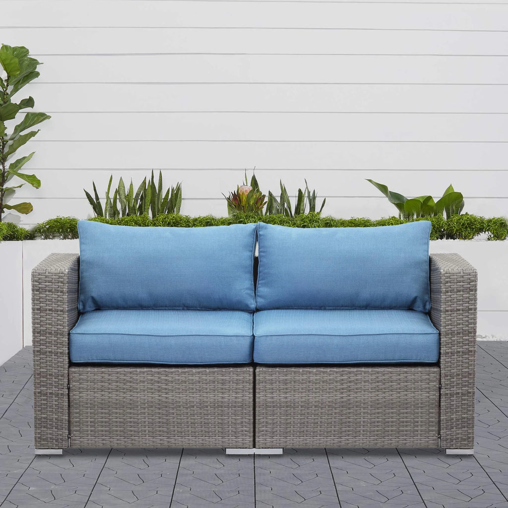 Blue Wicker Outdoor Loveseat Set Y3298