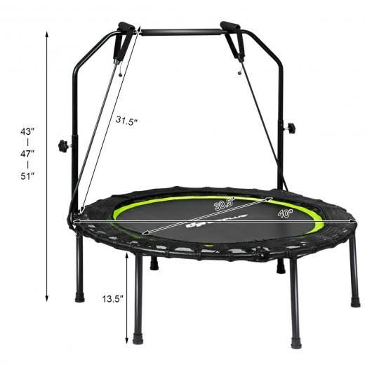 40 inch Foldable Fitness Rebounder with Resistance Bands Z62091