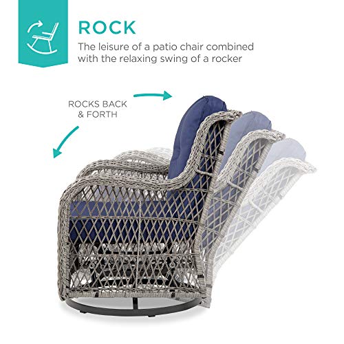 3-Piece Outdoor Wicker Patio Bistro Set with Swivel Rocking Chairs and Side Table U2438