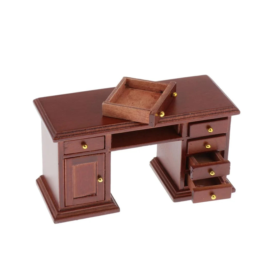 1:12 Scale Wooden Dollhouse Writing Desk and Chair Model C921112