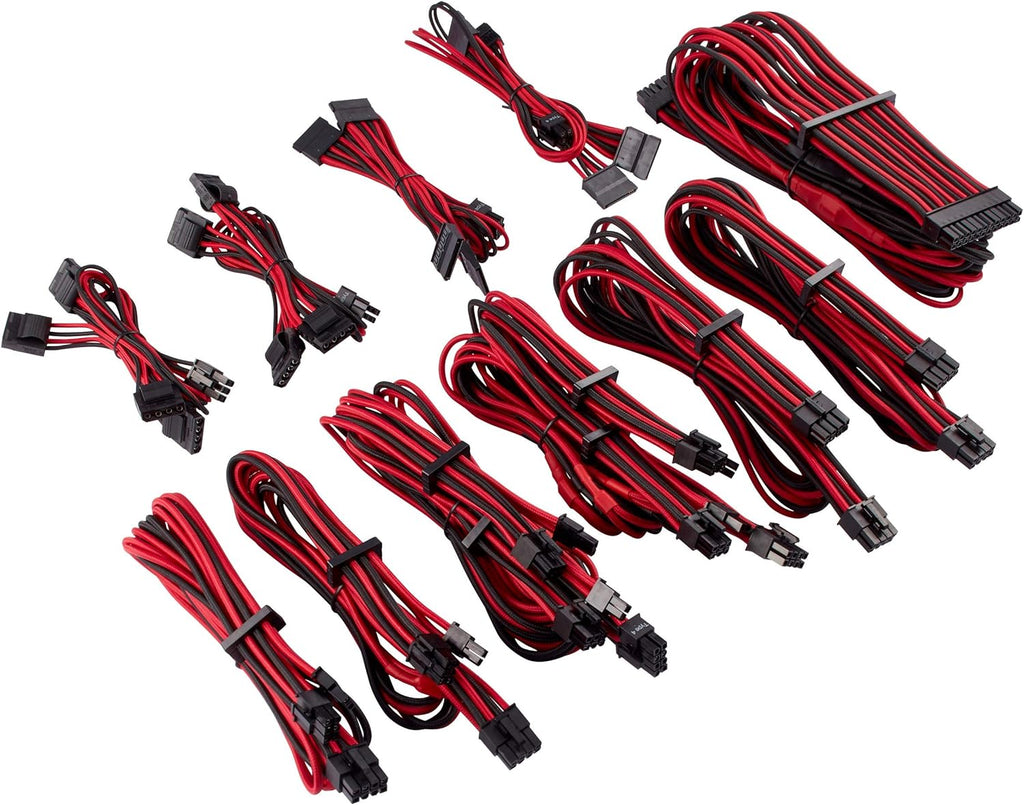 Red Individually Sleeved PSU Cables Pro Kit I15298