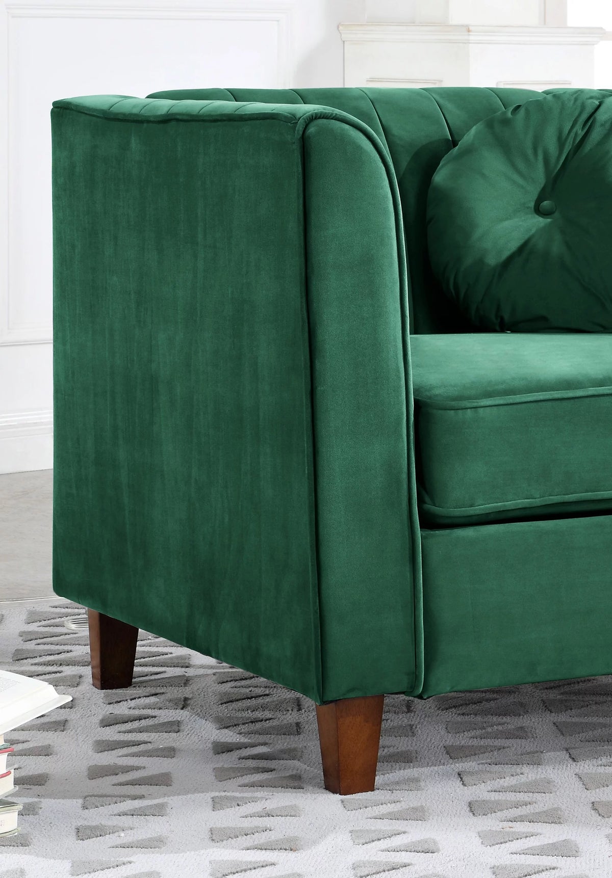 Green Velvet Rolled Arm Loveseat B374078