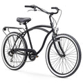 24 inch Matte Black 7-Speed Beach Cruiser Bicycle U82089