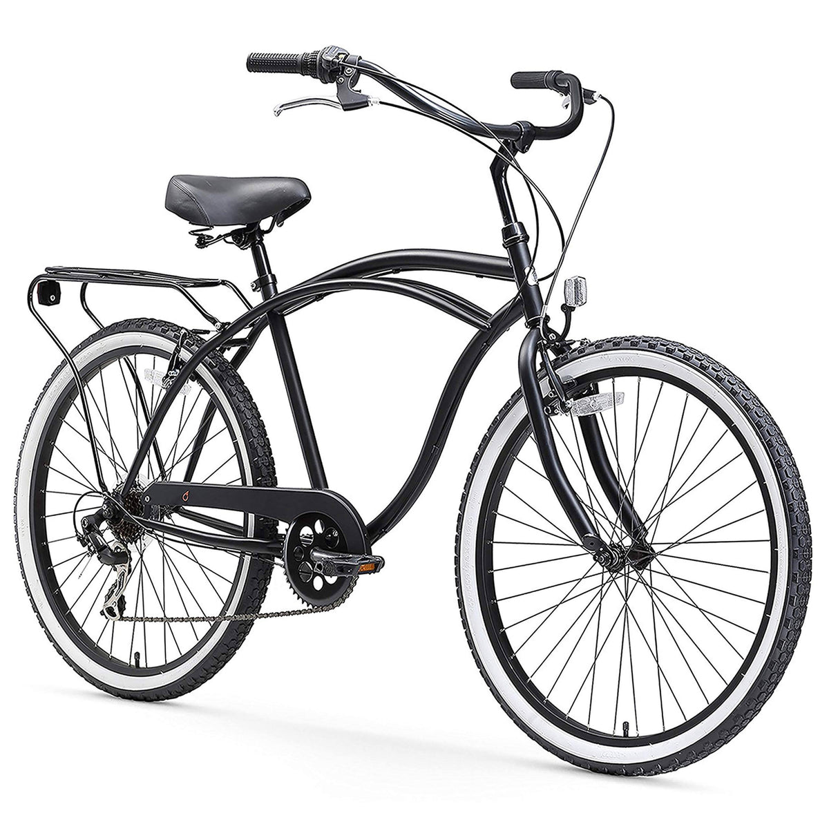 24 inch Matte Black 7-Speed Beach Cruiser Bicycle U82089