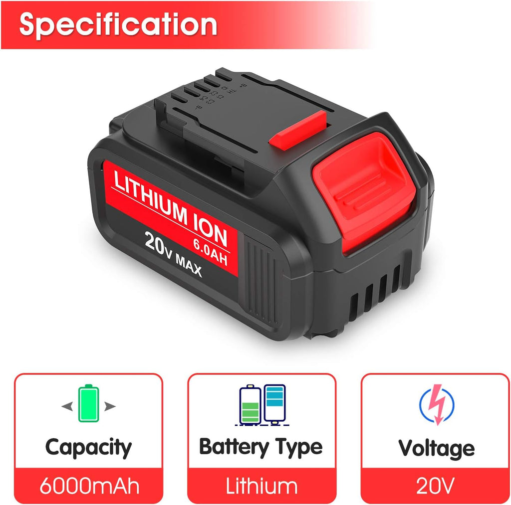 2 Pack 6.0Ah 20V Lithium Replacement Battery J6411