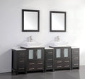 84 in. Espresso Bathroom Vanity with Double Basin White Ceramic Top and Mirrors C91983