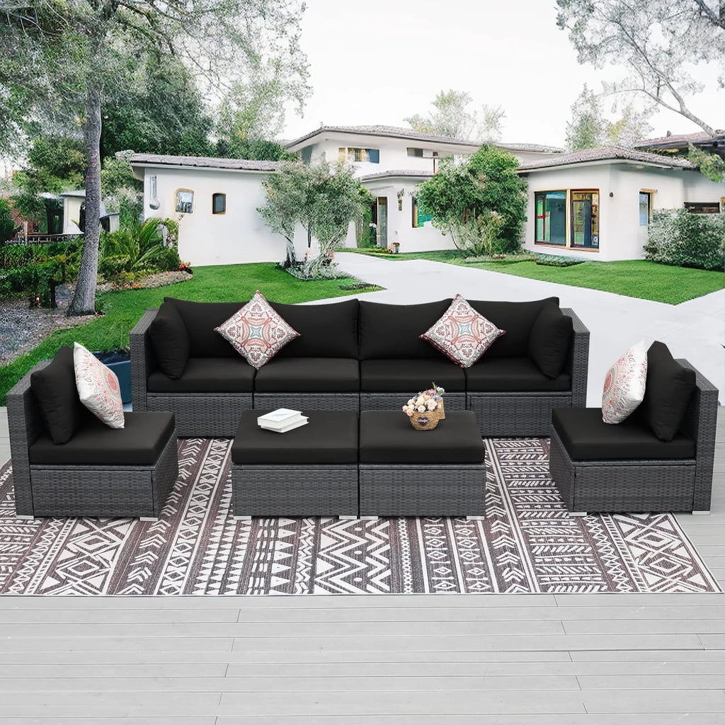 Black 20 Piece Olefin Outdoor Cushion Covers J7699