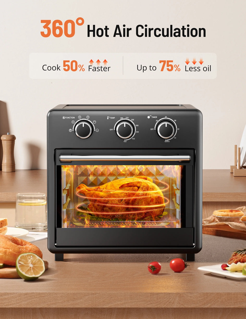 17QT Large Capacity 6-in-1 Air Fryer Toaster Oven J2791