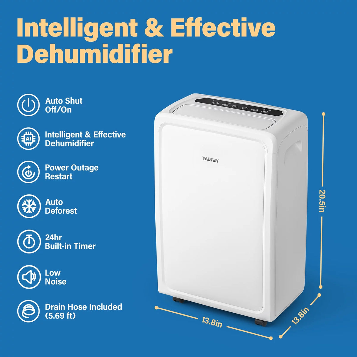 55 Pints Home Dehumidifier with Drain Hose F62177