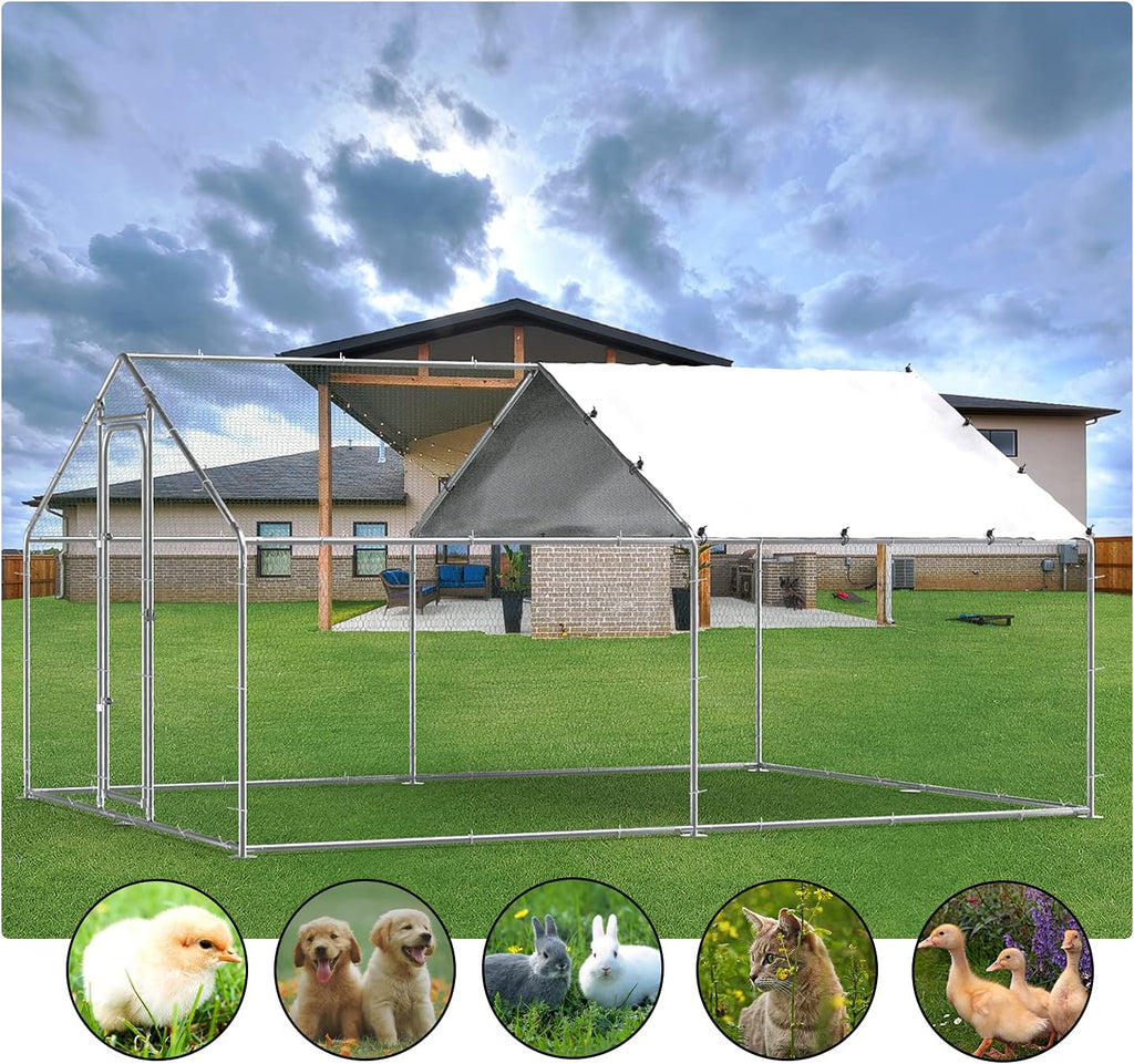 Large Metal Chicken Coop Run Outdoor Poultry Cage I6147