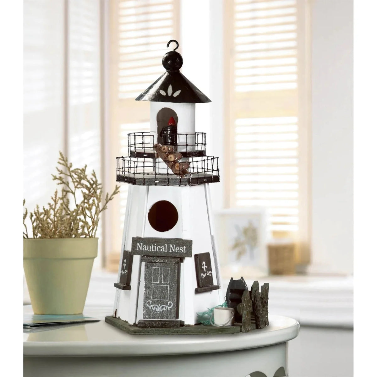 Nautical Wood Lighthouse Bird House Y8797