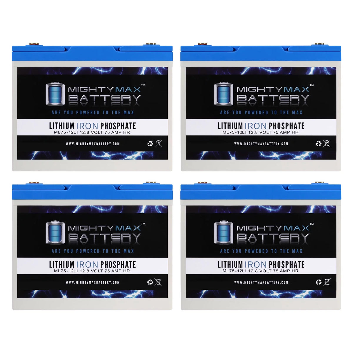 12V 75AH Lithium Replacement Battery 4 Pack R848