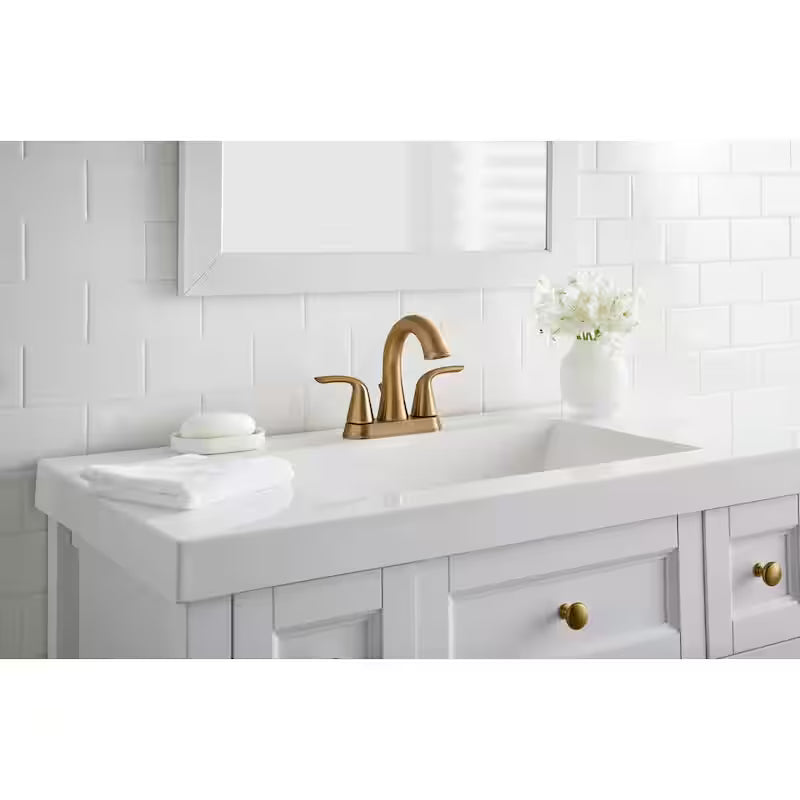 4 in. Centerset 2-Handle Bathroom Faucet Brushed Gold O8311