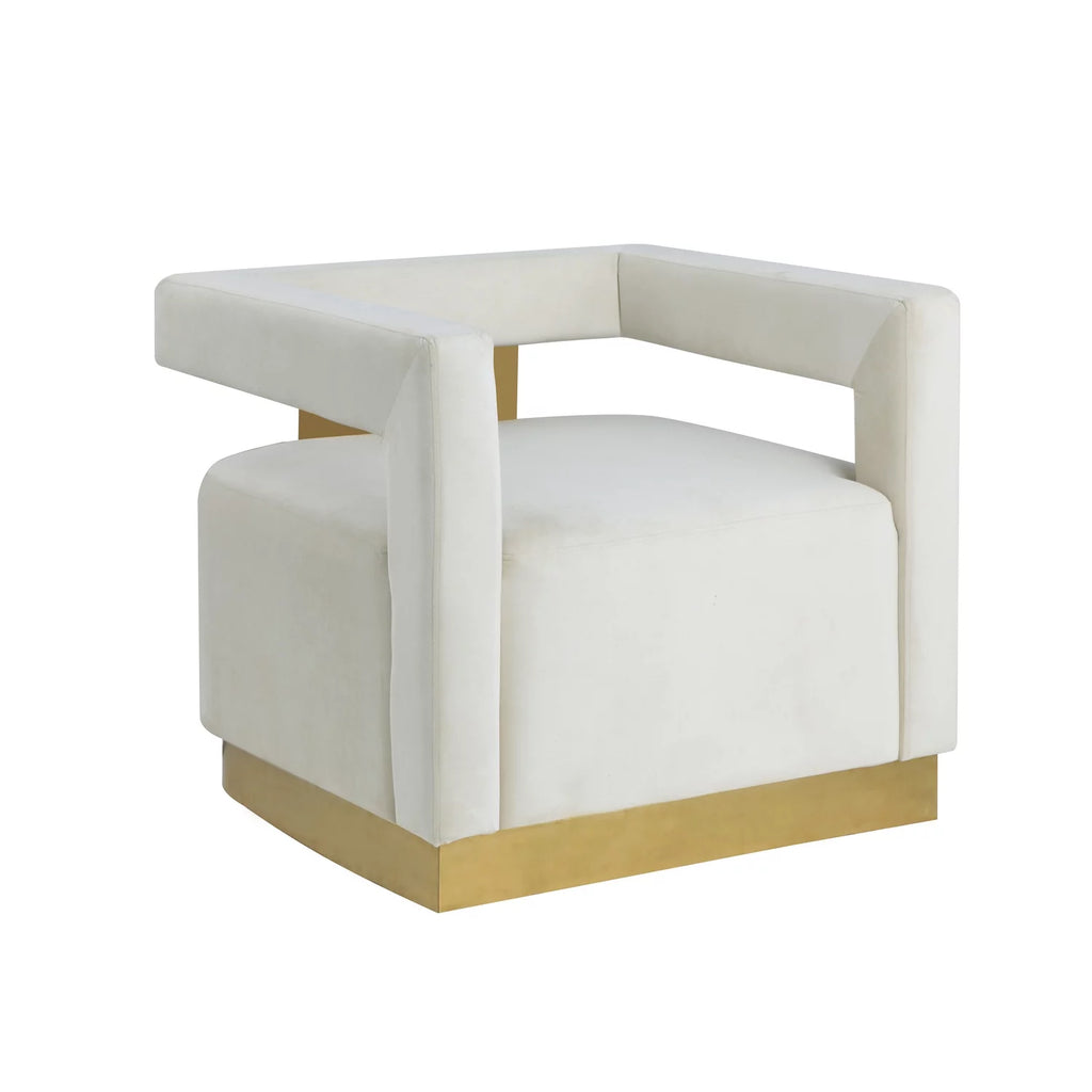 White Velvet Upholstered Accent Chair I5732