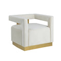 White Velvet Upholstered Accent Chair I5732