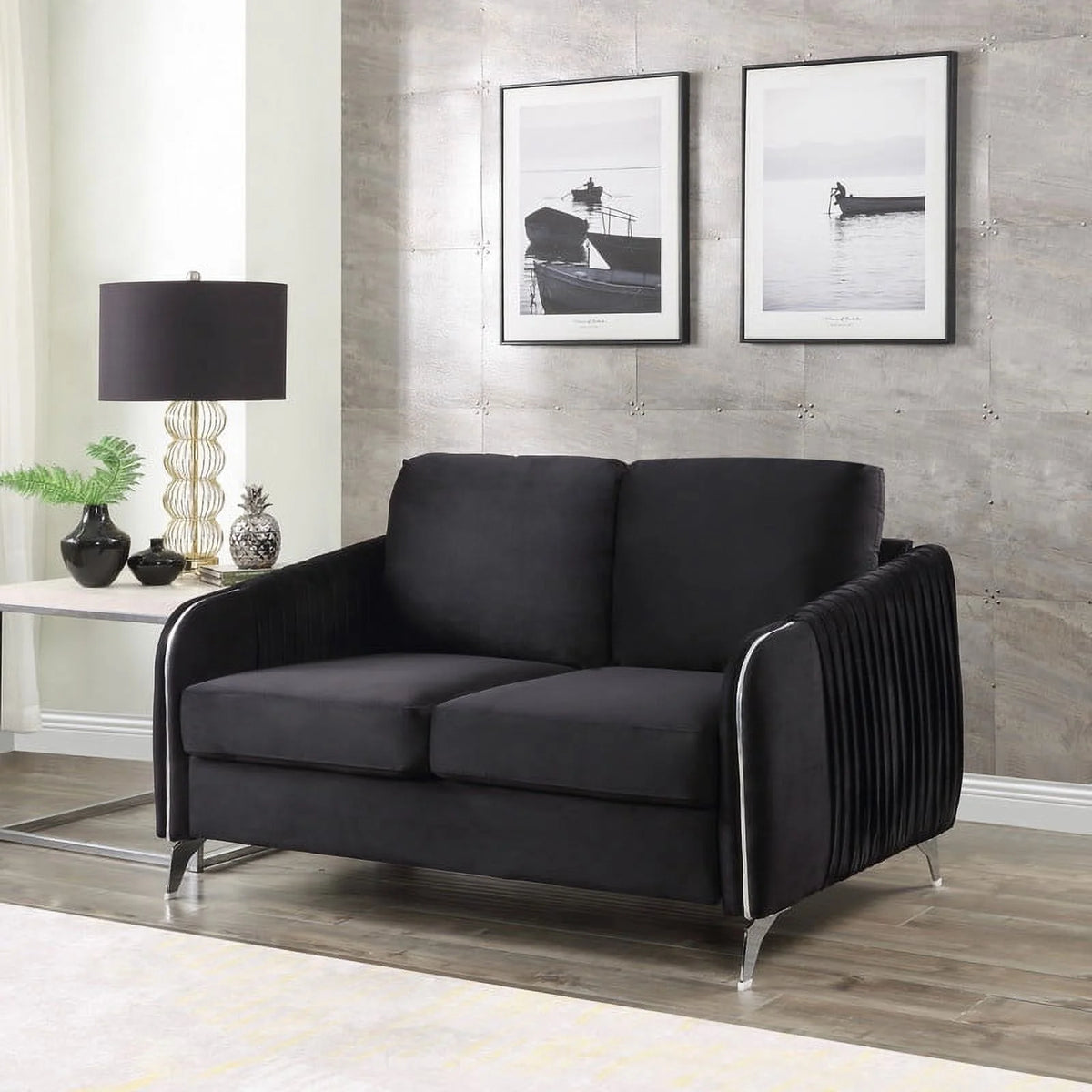 Black Velvet Loveseat T987