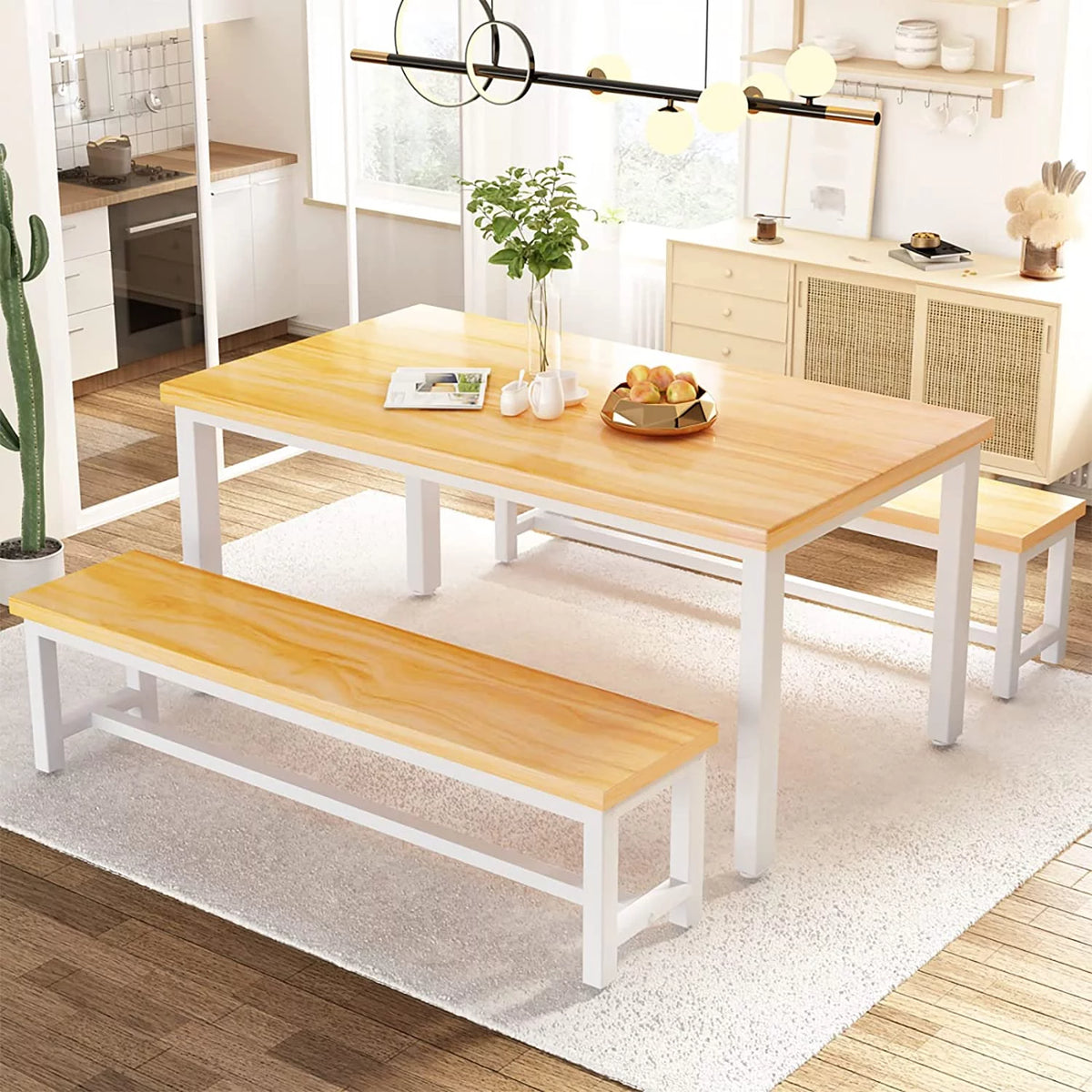 Dining Room Table Set with 2 Benches U791