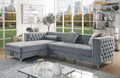 2pc Sectional Sofa Chaise with Storage Grey Flannelette Fabric E64672