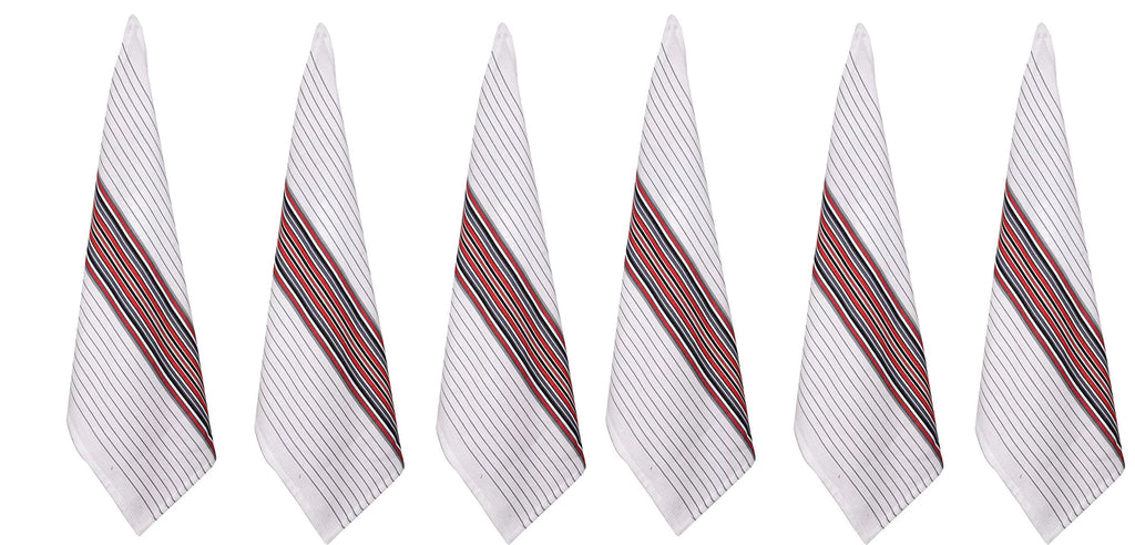 100% Cotton White Waffle Stripes Kitchen Towels Set of 6 D600689