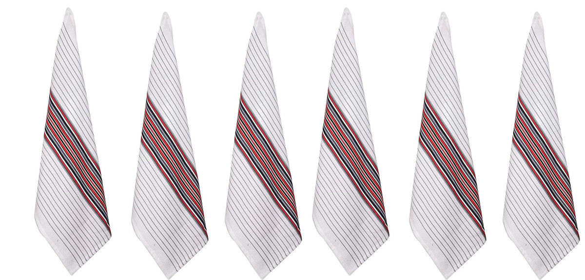 100% Cotton White Waffle Stripes Kitchen Towels Set of 6 D600689