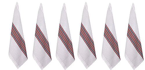 100% Cotton White Waffle Stripes Kitchen Towels Set of 6 D600689