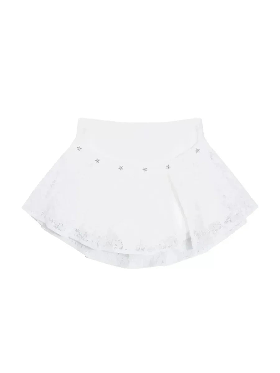 Lace Pleated Mini Skirt C400815