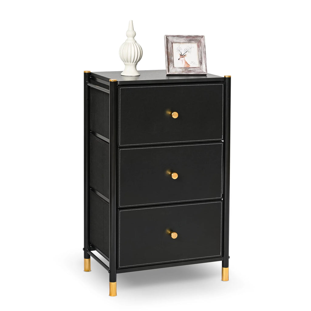 Black 3 Drawer Fabric Dresser E9458