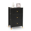 Black 3 Drawer Fabric Dresser E9458