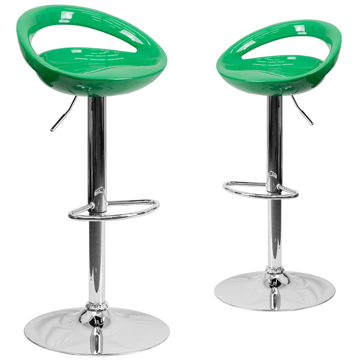 2 Pk Blue Plastic Adjustable Height Barstool with Chrome Base A9885