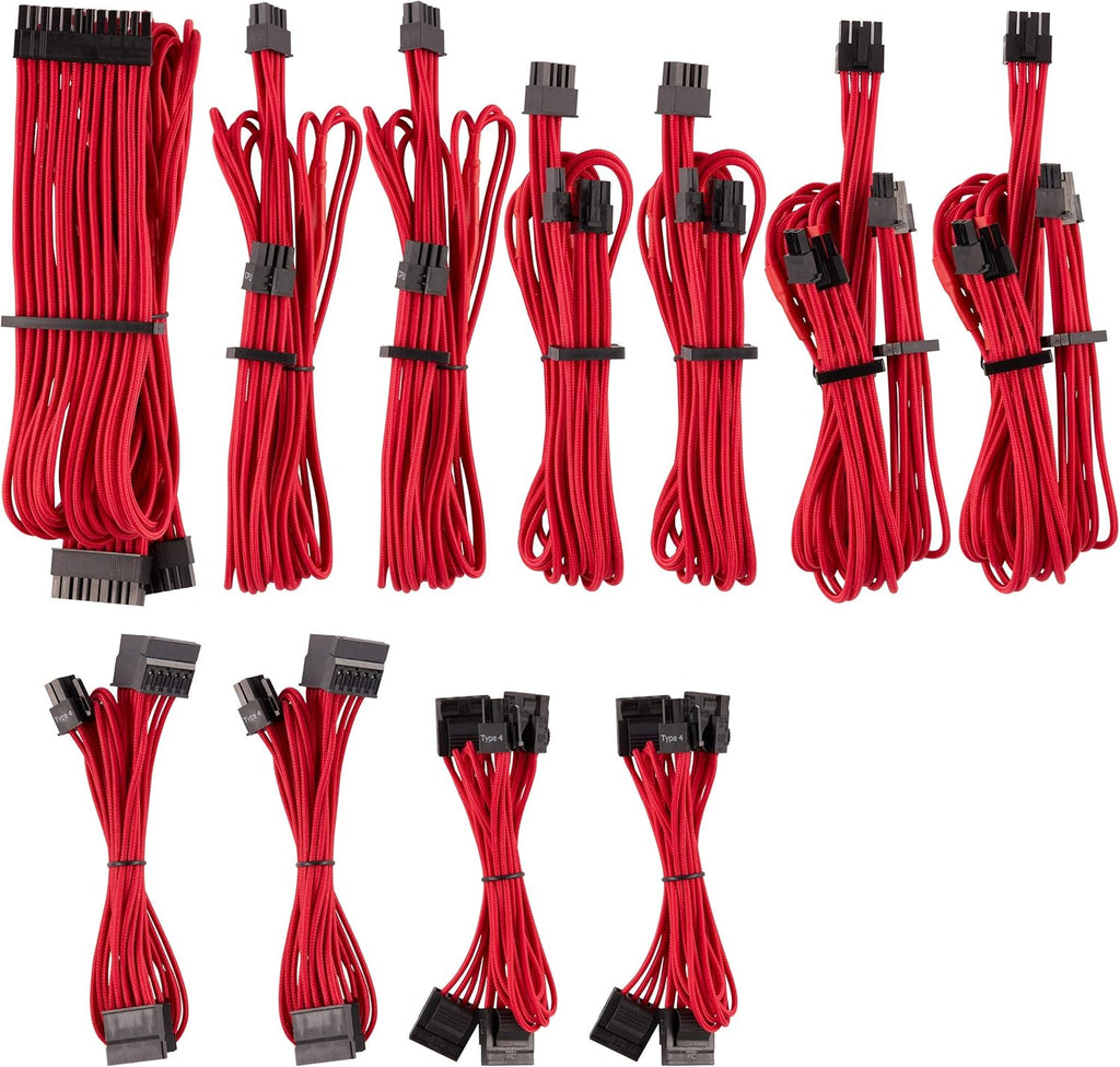 Red Individually Sleeved PSU Cables Pro Kit I15298