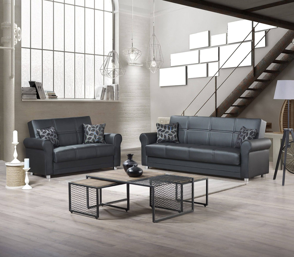 Zen Black Leatherette Loveseat W519