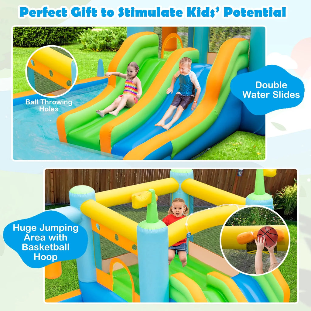 Inflatable Water Slide Park with Double Slides Splash Pool S603