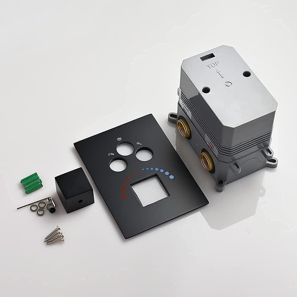 Matte Black 3-Way Thermostatic Shower Diverter Mixer Valve Trim F58604