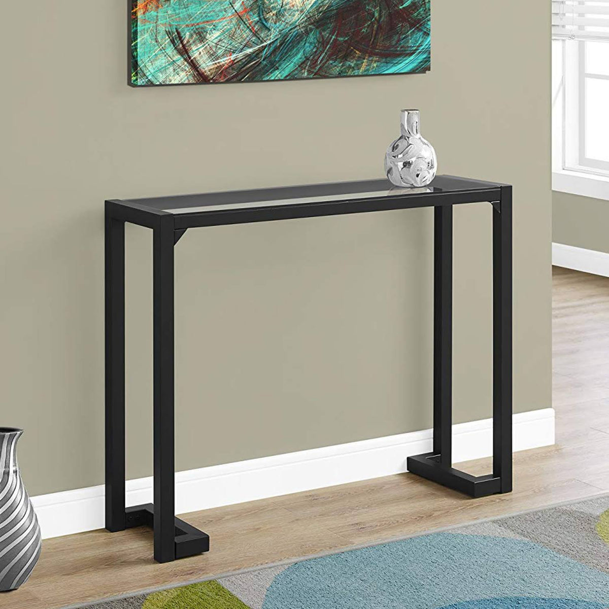 Black Tempered Metal Accent Table Q634