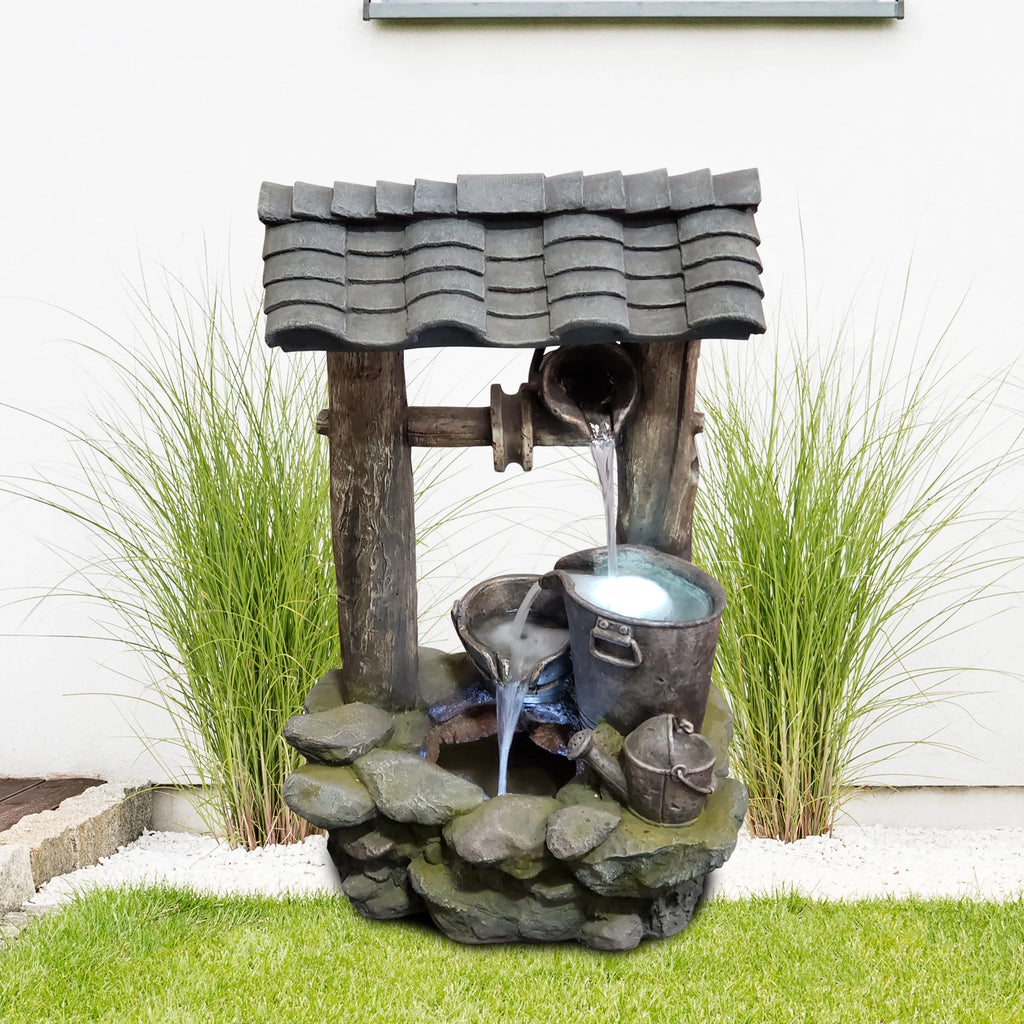 Polyresin Well Fountain with LED Lights Z672