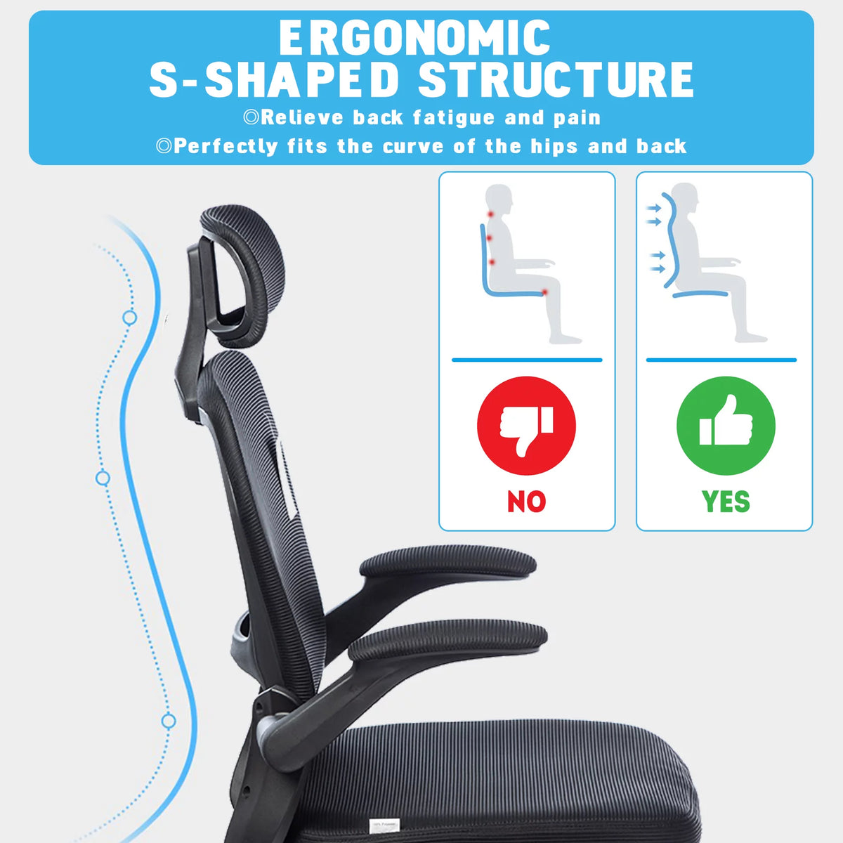 Black Ergonomic Office Chair with Lumbar Support W642