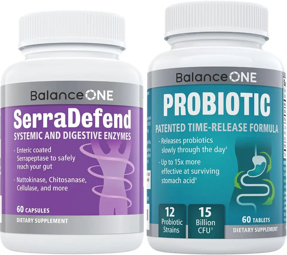15 Billion CFUs Time-Release Vegan Probiotic & Serrapeptase Bundle M41794
