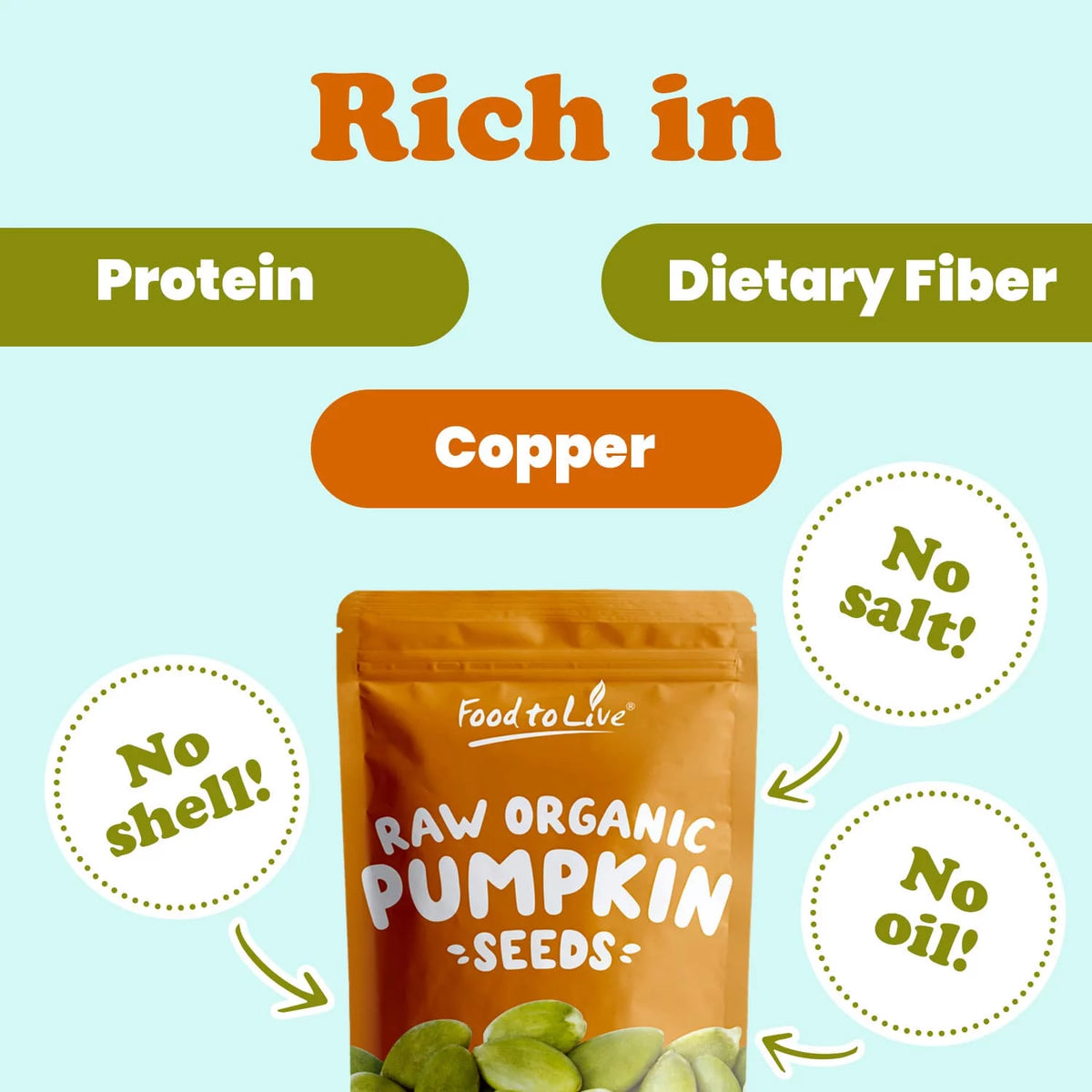 Organic Raw Pepitas Pumpkin Seeds 2 Pounds D61268