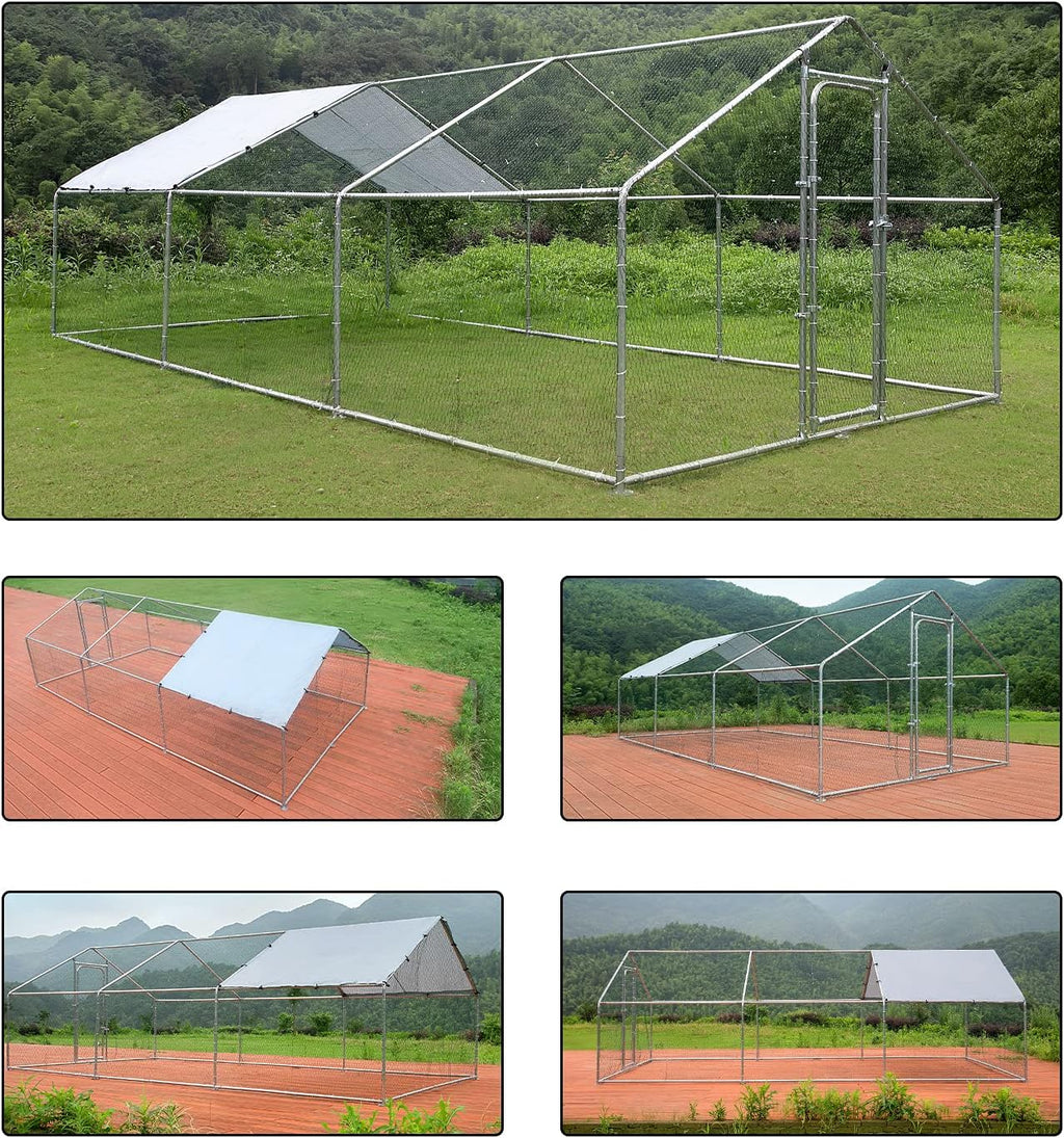 Large Metal Chicken Coop Run Outdoor Poultry Cage I6147