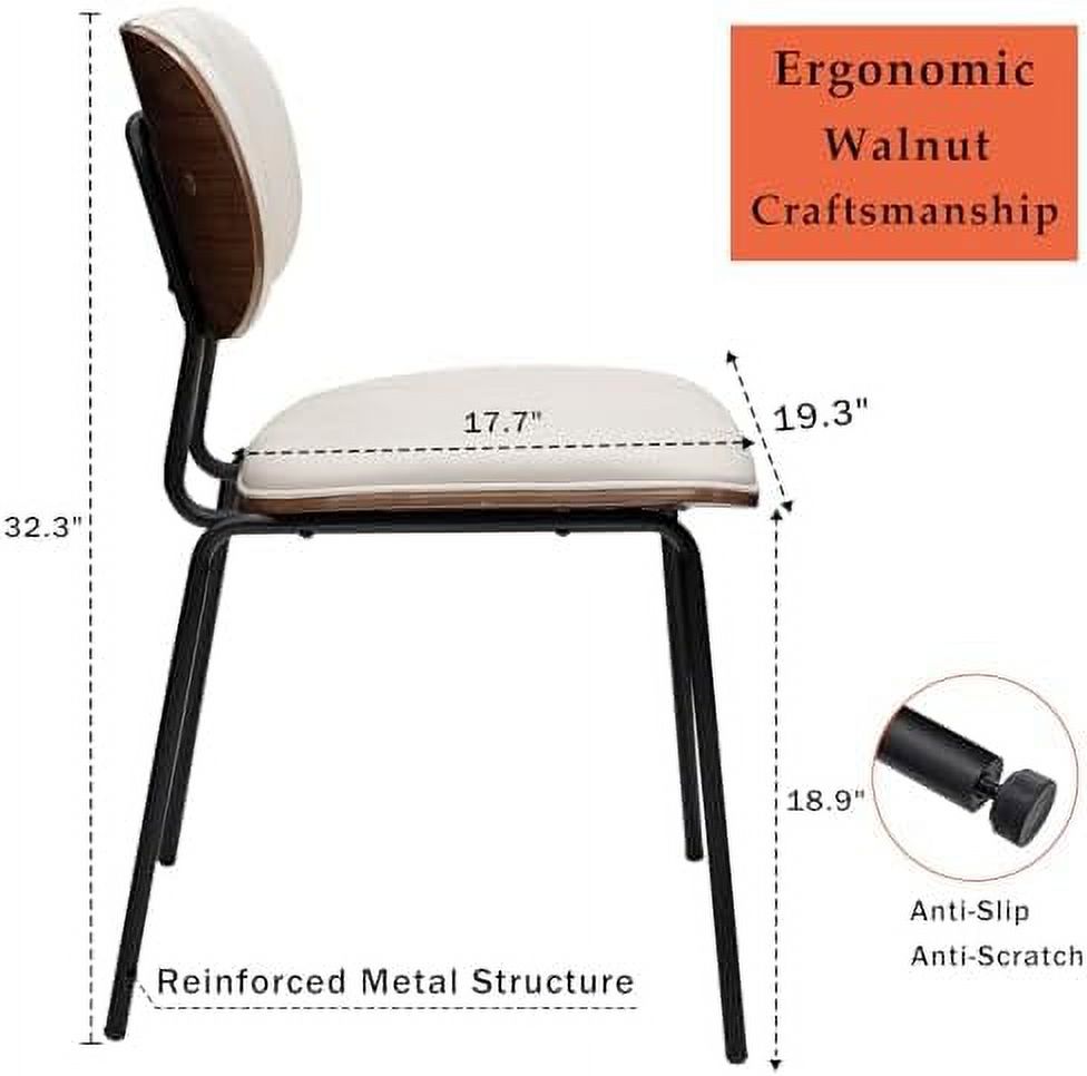 Faux Leather Walnut Dining Chairs with Ergonomic Backrest Upholstered Seat Y9767