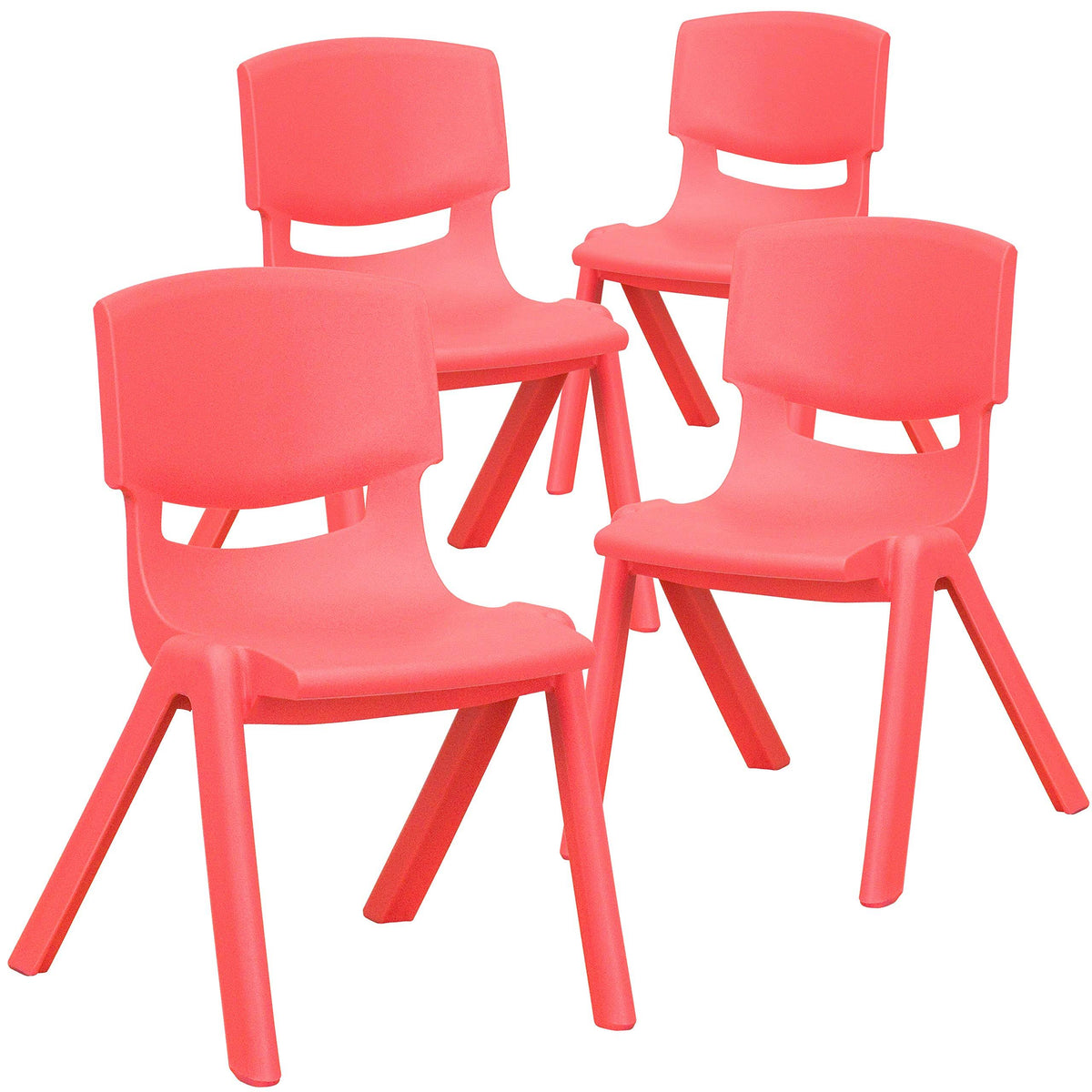 Red Plastic Stackable School Chair 4 Pack Q73900