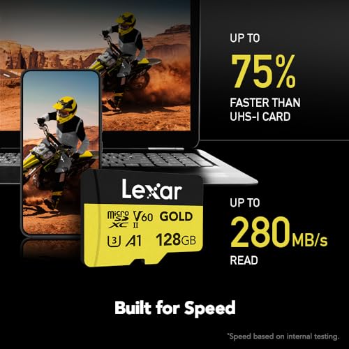 128GB Micro SD Card UHS-II V60 A1 4K microSDXC Memory Card J637
