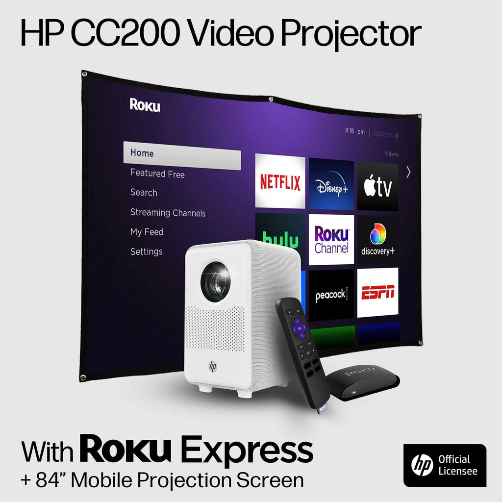 FHD LCD LED Projector with Streaming Player and 84 Projection Screen W924