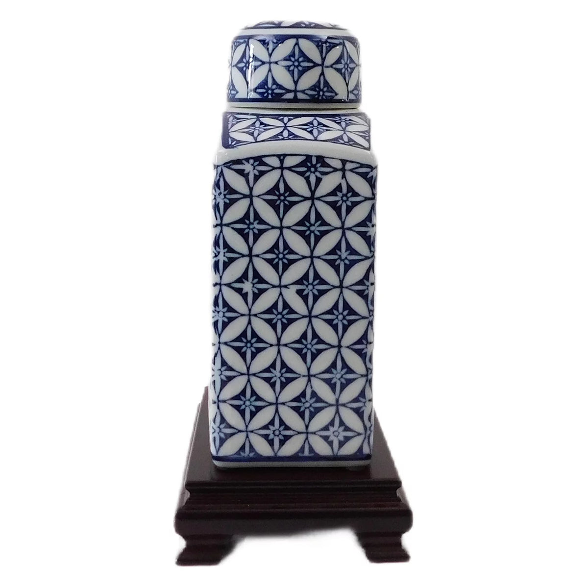 Blue and White Rectangular Tea Jar M9977