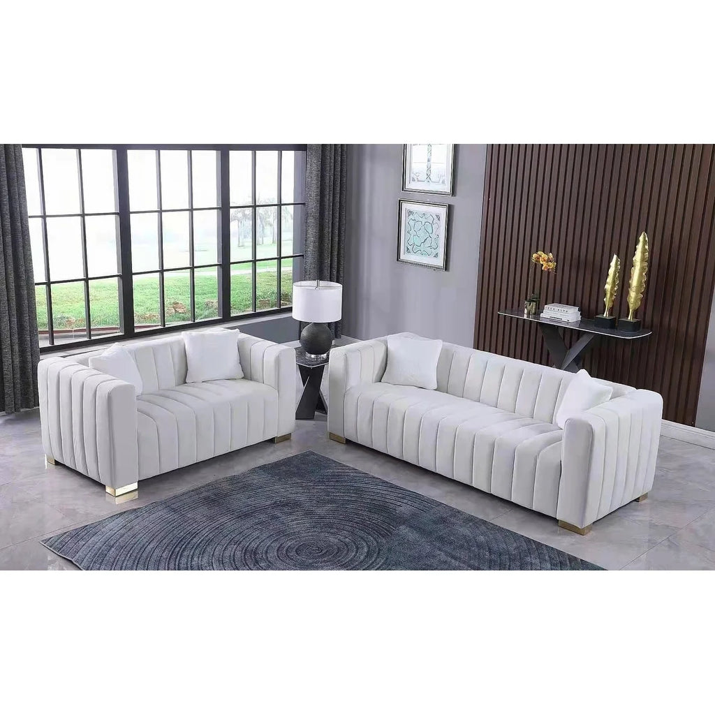 Navy Blue Velvet 2-Seat Sofa Q786