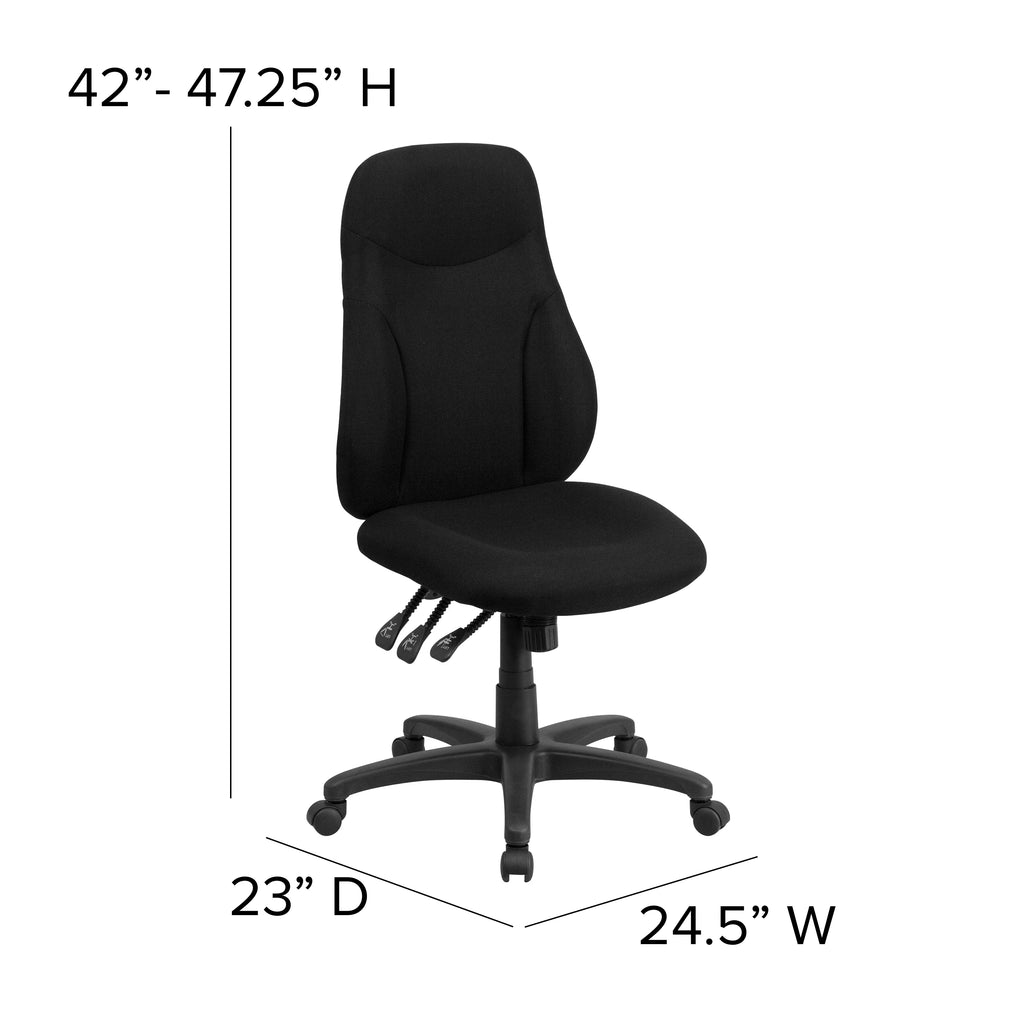 Black Fabric High Back Ergonomic Task Office Chair M3704