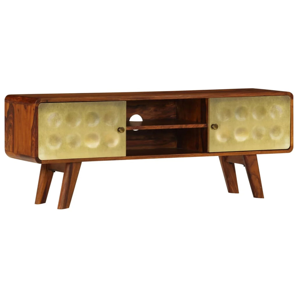 Sheesham Wood TV Stand with Storage Shelves D9749