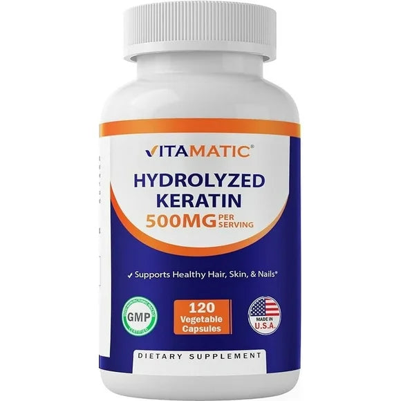 500mg Hydrolyzed Keratin 120 Vegetarian Capsules K95823